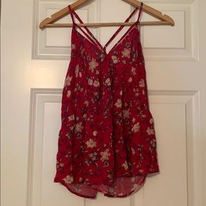 beautiful red floral tank top!!